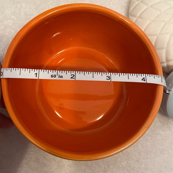 🆕GIFT CRAFT: FALL HARVEST CONTAINER - NWT Cream Sand Stone Lid and Orange Dish - Picture 4 of 7